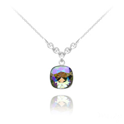 Collier en Cristal et Argent Collier Cushion Cut 12mm en Argent et Cristal Paradise Shine
