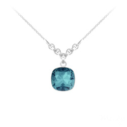 Collier en Cristal et Argent Collier Cushion Cut 12mm en Argent et Cristal Indicolite