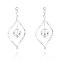 Boucles d'Oreilles Torsade en Argent et Cristal 8MM Blanc