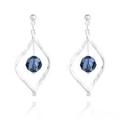 Boucles d'Oreilles Torsade en Argent et Cristal 8MM Montana