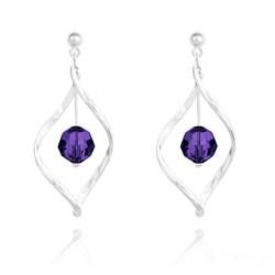 Boucles d'Oreilles Torsade en Argent et Cristal 8MM Purple Velvet