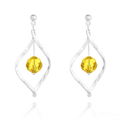Boucles d'Oreilles Torsade en Argent et Cristal 8MM Sun Flower