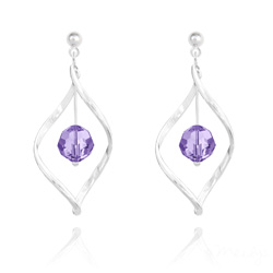 Boucles d'Oreilles Torsade en Argent et Cristal 8MM Tanzanite