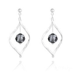 Boucles d'Oreilles Torsade en Argent et Cristal 8MM Silver Night