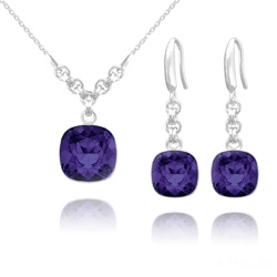 Parure en Cristal et Argent Parure Cushion Cut 10mm/12mm en Argent et Cristal Purple Velvet