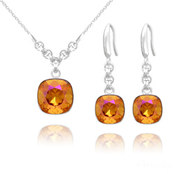 Parure en Cristal et Argent Parure Cushion Cut 10mm/12mm en Argent et Cristal Astral Pink