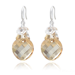 Boucles d'Oreilles Twist 18mm en Argent et Cristal Champagne