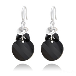 Boucles d'Oreilles Twist 18mm en Argent et Cristal Jet (Noir)