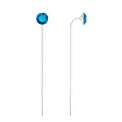 Cha�nes d'Oreilles Xirius 6mm en Argent et Cristal Metallic Blue