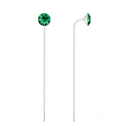 Cha�nes d'Oreilles Xirius 6mm en Argent et Cristal Emeraude