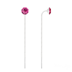 Cha�nes d'Oreilles Xirius 6mm en Argent et Cristal Fuchsia
