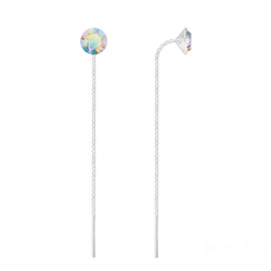 Cha�nes d'Oreilles Xirius 6mm en Argent et Cristal Aurore Bor�ale