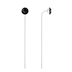 Cha�nes d'Oreilles Xirius 6mm en Argent et Cristal Jet (Noir)