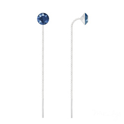 Cha�nes d'Oreilles Xirius 6mm en Argent et Cristal Royal Blue