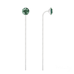 Cha�nes d'Oreilles Xirius 6mm en Argent et Cristal Royal Green