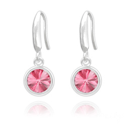 Boucles d'Oreilles Rivoli 6mm en Argent et Cristal Rose