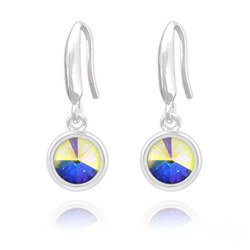 Boucles d'Oreilles Rivoli 6mm en Argent et Cristal Aurore Bor�ale