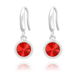 Boucles d'Oreilles Rivoli 6mm en Argent et Cristal Rouge Light Siam