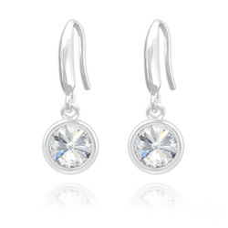 Boucles d'Oreilles Rivoli 6mm en Argent et Cristal Blanc