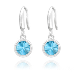 Boucles d'Oreilles Rivoli 6mm en Argent et Cristal Bleu