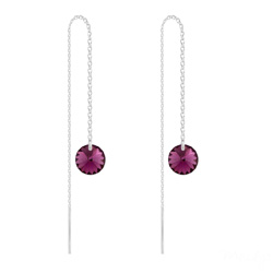 Cha�nes d'Oreilles Rivoli 8mm en Argent et Cristal Am�thyste