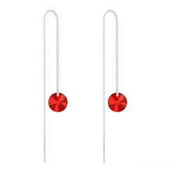 Cha�nes d'Oreilles Rivoli 8mm en Argent et Cristal Rouge Light Siam