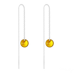 Cha�nes d'Oreilles Rivoli 8mm en Argent et Cristal Sun Flower