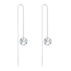Cha�nes d'Oreilles Rivoli 8mm en Argent et Cristal Blanc