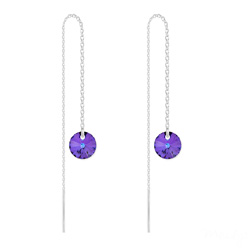 Cha�nes d'Oreilles Rivoli 8mm en Argent et Cristal Heliotrope