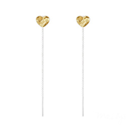 Cha�nes d'Oreilles Coeur 6mm en Argent et Cristal Champagne