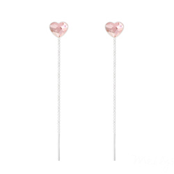 Cha�nes d'Oreilles Coeur 6mm en Argent et Cristal Rosaline