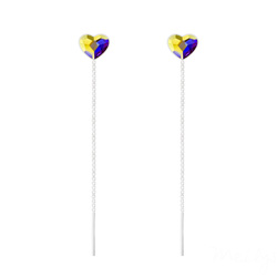Cha�nes d'Oreilles Coeur 6mm en Argent et Cristal Aurore Bor�ale