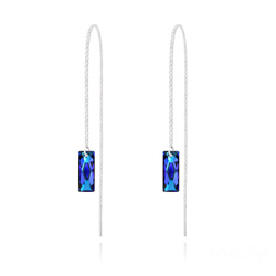 Cha�nes d'Oreilles Queen Baguette en Argent et Cristal Bleu Bermude