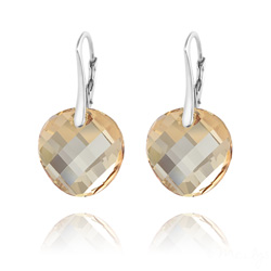 Boucles d'Oreilles Twist v2 18MM en Argent et Cristal  Champagne