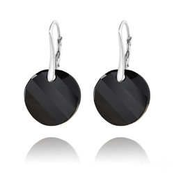 Boucles d'Oreilles Twist v2 18MM en Argent et Cristal  Jet (Noir)