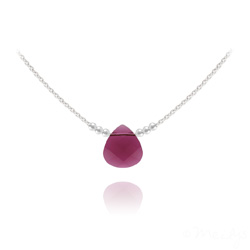 Collier en Cristal et Argent Collier Ras de Cou Goutte 11MM en Argent et Cristal Ruby