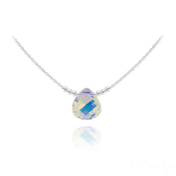 Collier en Cristal et Argent Collier Ras de Cou Goutte 11MM en Argent et Cristal Aurore Bor�ale