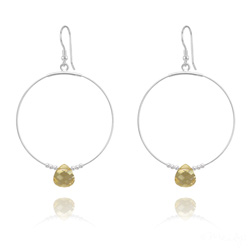 Cr�oles 45mm Goutte en Argent et Cristal  Champagne