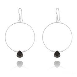 Cr�oles 45mm Goutte en Argent et Cristal  Jet (Noir)