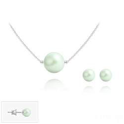 Parure en Cristal et Argent Parure 6mm/10mm en Argent et Perles de Cristal Nacré Pastel Green