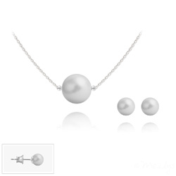 Parure en Cristal et Argent Parure 6mm/10mm en Argent et Perles de Cristal Nacré Pastel Grey