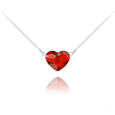 Collier en Cristal et Argent Collier Coeur 14MM en Argent et Cristal Rouge Light Siam