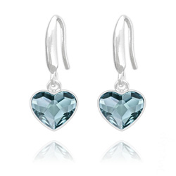 Boucles d'Oreilles Coeur 10mm en Argent et Cristal  Denim Blue