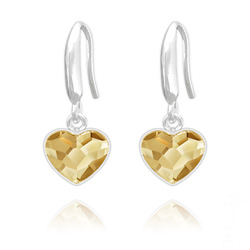 Boucles d'Oreilles Coeur 10mm en Argent et Cristal  Champagne