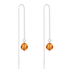 Cha�nes d'Oreilles Ronde � Facette 6mm en Argent et Cristal Tangerine