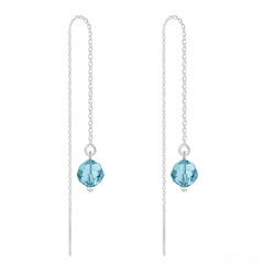 Cha�nes d'Oreilles Ronde � Facette 6mm en Argent et Cristal Bleu