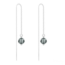Cha�nes d'Oreilles Ronde � Facette 6mm en Argent et Cristal Black Diamond