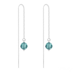 Cha�nes d'Oreilles Ronde � Facette 6mm en Argent et Cristal Bleu Zircon