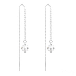 Cha�nes d'Oreilles Ronde � Facette 6mm en Argent et Cristal Blanc