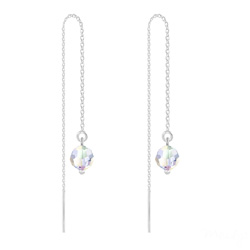 Cha�nes d'Oreilles Ronde � Facette 6mm en Argent et Cristal Aurore Bor�ale